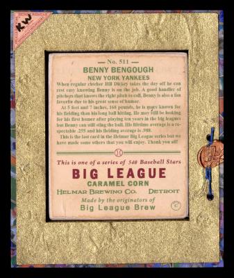 Picture, Helmar Brewing, R319-Helmar Card # 511, Bennie Bengough, Lifting mask off face, New York Yankees
